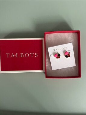 Talbots Pink and Brown Gem Cluster Stud Earrings